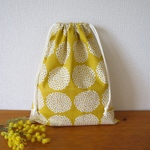 サークルフラワーの大きめきんちゃく   35×30  イエロー  裏なし