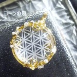 水晶のフラワー・オブ・ライフペンダント（ワイヤージュエリー☆ワイヤーアクセサリー☆ワイヤーラッピング天然石ネックレス）