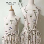 薄手の軽いリネン混エプロン【大人用】ハーバリウム