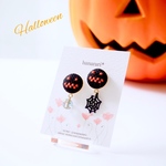 ハロウィン★刺繍のイヤリングorピアス《スパイダー》