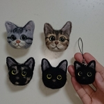 オーダー品 羊毛フェルト 猫マグネット&ストラップセット