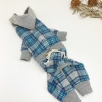 イタグレ服SS スーパーストレッチ チェック ロンパース 犬服