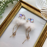 キラキラビジュー  のロング ファーピアス イヤリング