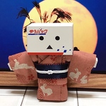 お月見着物・女物 うさぎ柄(ローズ)