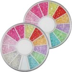 オーロラミルキー カラーラインストーン 2mm＆3mm ネイル デコ用 ラウンドケース入 2個/セット【X0009H6W4H】