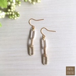 刺繍糸のチェーンピアス  シルバー×ホワイト