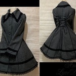 1点物*ウールのプリンセスラインコート★ダークグレー×黒レース(即納品)