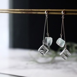 スウィング glass charm (レインボーフローライト)ピアス ステンドグラス