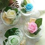 ★光る ソープフラワー(ローズ）グラスアレンジ ・ミ ニ ★御祝/出産祝/ホワイトデー/母の日/誕生日  