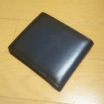 本革 ハンドメイド こがし加工 2つ折り 短財布 軽量 スリム ヌメ革 ネイビー