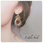 【A-373-f】薄ブラウンver.☆*くすみカラーぷっくりパーツ♡編みピアス