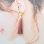 スターダスト（ウェーブ）とタッセル（ボルドー・4サイズ）♡ピアス・イヤリング♪【14kgf/K14GF・チタン対応】