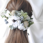 アネモネとローズのヘッドドレス/ヘアアクセサリー(ナチュラルホワイト)＊結婚式・成人式・ウェディングドレスに
