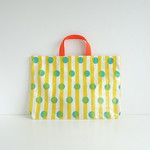 防水ラミネート素材《Yellow Stripe》ストライプドットのレッスンバッグ