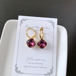＊swarovski amethyst～大人に憧れるシンプルラウンドイヤリング
