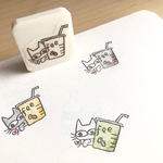 カフェ巡り　コーヒー大好きひのきにゃん　消しゴムはんこ(N5)　