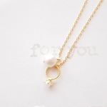 307*"for you"　simple♪　コットンパールとminiパールリング　ネックレス
