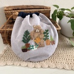 刺繍まんまる巾着『grow』ライトグレー