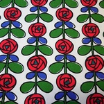 10番キャンバス生地｜110×50cm｜モダンフラワー｜キナリ｜薔薇｜ローズ｜レトロ風｜コットン｜ナチュラル