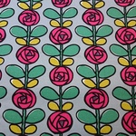 10番キャンバス生地｜110×50cm｜モダンフラワー｜グレー｜薔薇｜ローズ｜レトロ風｜コットン｜かわいい｜う早この布