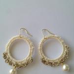 【再販】ベージュリングパールピアス