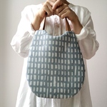 oval bag *⚮* ミナペルホネンの手ぬぐい sora check LB色 使用*⚮*