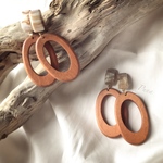 マーブル × ウッドフープ ピアス／イヤリング