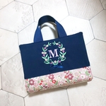 オーダー《イニシャル刺繍PK》持ち手付き辞書カバーバッグ