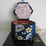 ほっこり可愛い型絵染の裁縫箱（針刺し付き）…黄花