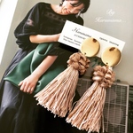 SALE◉ラスト！再販 ブラウンインポートタッセル×ゴールド ピアス／イヤリング