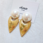 【SALE】【 chimie vintage-889 】ジャパンヴィンテージパールとヴィンテージ2wayフラワーメタルのイヤリング・ピアス