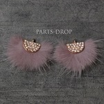 再販2(( 2pcs )) 26×32mm ミンクファー×ラインストーンチャーム モーヴパープル〔CH-100PU〕