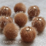 (( 10pcs )) 14mm ファー ボールチャーム キャメル〔CH-107BR〕