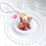ひょっこり柴犬＆フルーツパンケーキのストラップ
