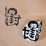 消しゴムはんこ★封緘印（筆と女の子）