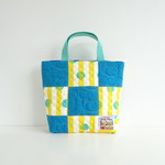 Patchwork～くまステッチBlue×ストライプドットのバッグ