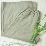 ワイドパンツ　麻混　グレーグリーン
