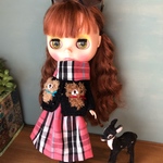 ★黒くまニットとタータンチェック★くま太郎 ブライス