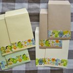 花柄ラインのぽち袋　きらきらグリーン