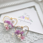 ドライフラワーハートフープピアス/イヤリング