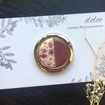 押し花のハーフカラースマホリング＊秋冬色