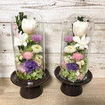プリザーブドフラワー仏花 供花 ガラスカバー付き 花筒付き