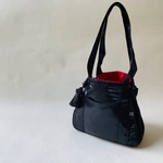 新作！SIOCO・Fermoシリーズ   サテン〈ブラック〉×11号帆布〈ピンク〉ミニマム トートバッグ   タッセル付き 小さいバッグ  クリスマス　ミニバッグ　敬老の日　プレゼント