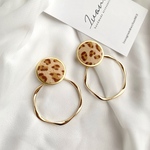 【ベージュ】leopard＊gold hoop ピアス/イヤリング
