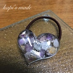 天然石のヘアゴム ♡ スーパーセブン ハート② ♡ レジン ♡ハンドメイド