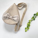 DROP.BAG.ベージュ。リボンのしずく3wayなショルダーバッグ。倉敷帆布8号。warabi-noオリジナル。　