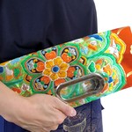 帯ﾘﾒｲｸ★大きな花文が鮮やかな2wayクラッチバッグ／スクエアバッグ／パーティーバッグ／バッグインバッグ／117