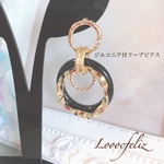 秋の新作★ゴールドとブラックのフープピアス