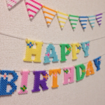 再販_フラッグ付【HAPPY BIRTHDAY】小花ポイントガーランド　パステルレインボーカラー