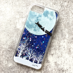銀河鉄道の猫（ブルー） グリッターケース  黒猫 iphone13 iPhone12 iphone11 猫 月 宇宙 SE3 第3世代